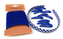 Load image into Gallery viewer, Mega School Hair Accessories Bundle Set - Gingham Checked Headband Clips Bobbles Royal Blue