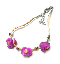 Load image into Gallery viewer, Girls Kids Adjustable Bracelet Clay Rose Stone Beads Glass Cherry Charm Fruit