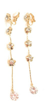 Load image into Gallery viewer, Long Flower Liquid Chandelier Tassel Dangle CLIP ON Earrings Non Pierced Ears
