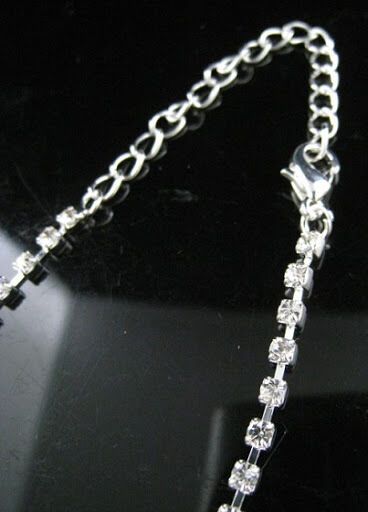 Adjustable Silver Diamante Crystal Anklet Foot Chain Ankle Bracelet Simple