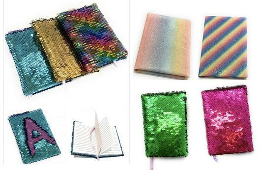 Small A6 Reversible Sequin Notebook Notepad Diary Book Childrens Girls Kids