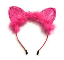 Load image into Gallery viewer, Cat Ear Rabbit Headband Lace Fluffy Feather Hairband Costume Fancy Cosplay Party
