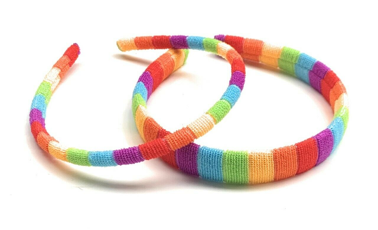 Set of 2 Girls Rainbow Colourful Stripes Headband Hairband Party Gift