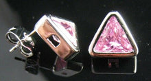 Load image into Gallery viewer, Quality Platinum Silver Plated Baby Pink Triangle Zircon Crystal Earrings Studs