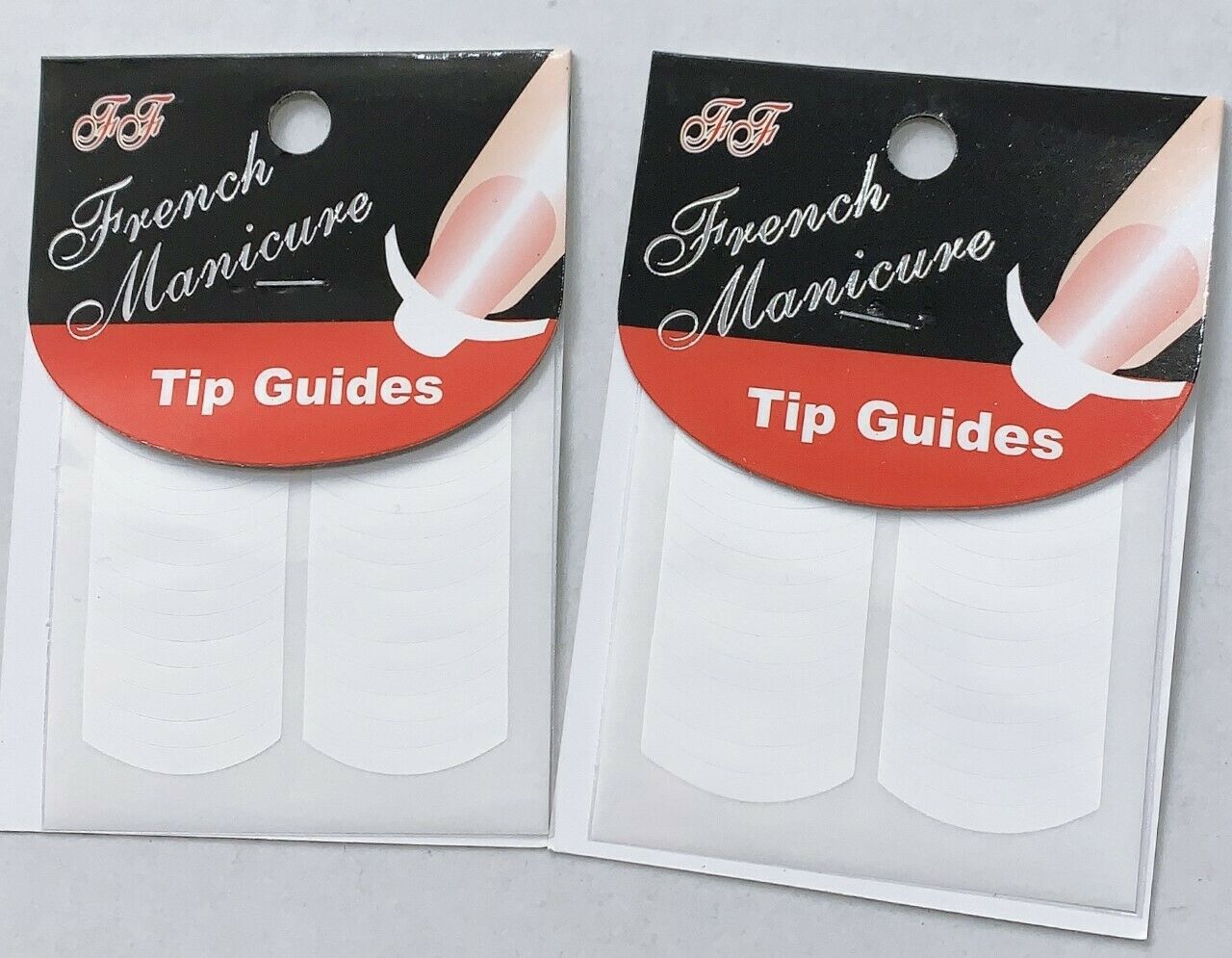 2 x Pack Nail Art French Tip Manicure Guides Stickers White Smile Line Half Moon