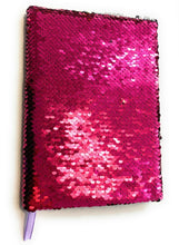 Load image into Gallery viewer, Kids A5 Reversible Sequin Notebook Childrens Notepad Writing Journal Diary Book