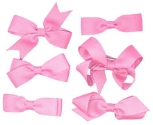 Load image into Gallery viewer, 6 PIECE SET Girls Small Hair Bows Clips Grosgrain Ribbon School Uniform Colours