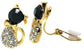 Kitty Cat Earrings rhinestone Gold Black design Clip On Studs Costume Jewellery