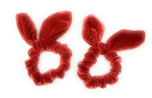 Load image into Gallery viewer, Pair of 2 Hair Scrunchies Girls Hair Bobbles Elastics Hair Bow / Bunny Ears Set