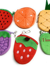Load image into Gallery viewer, 6 Girls Soft Plush Fruit Coin Wallet Pouch Money Purse Party Bag Filler Gift Set