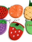 6 Girls Soft Plush Fruit Coin Wallet Pouch Money Purse Party Bag Filler Gift Set