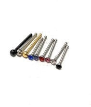 Load image into Gallery viewer, Surgical Stainless Steel Crystal Nose Stud Pin Bone Straight Piercing 0.6mm Bar