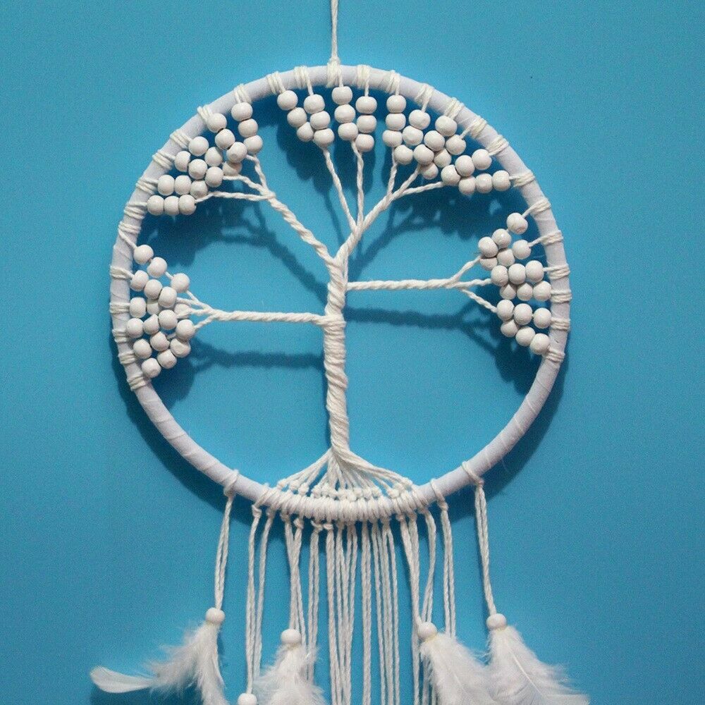 White Tree of Life Dream Catcher Dreamcatcher Wall Deco Beaded Xmas Bday Gift