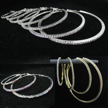 Load image into Gallery viewer, Women Plated Diamante Crystal Rhinestone Big Hoop CZ Earring Jewelry Earrings