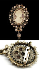 Load image into Gallery viewer, Vintage Retro Style Victorian Lady Cameo Brooch Bag Pin Charm - Bronze Gold