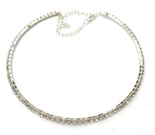 Load image into Gallery viewer, Classic Slim One Row Crystal Choker Necklace Silver Sparkly Diamante Party UK