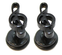Load image into Gallery viewer, Treble Clef Music Stainless Steel Stud Mens Earring Body Fake Stretcher Goth