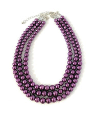 Load image into Gallery viewer, Womans Faux Pearl 3 Layer Multi Strand Gatsby Necklace Statement Bib Vintage UK