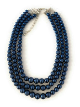 Load image into Gallery viewer, Womans Faux Pearl 3 Layer Multi Strand Gatsby Necklace Statement Bib Vintage UK