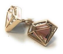 Load image into Gallery viewer, Girls Womans Gold Tone Diamand Shape Superwoman Diamante CLIP ON Earrings Studs