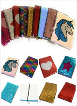 Load image into Gallery viewer, Kids A5 Reversible Sequin Notebook Childrens Notepad Writing Journal Diary Book