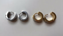 Load image into Gallery viewer, Unisex Cuff Huggie Hoop Stainless Earrings Cross Diamante Motif - Silver or Gold