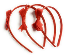 Load image into Gallery viewer, 3 x School Hair Bows on Headbands Alice Bands Uniform Colours Bow Headband Set