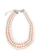 Load image into Gallery viewer, Womans Faux Pearl 3 Layer Multi Strand Gatsby Necklace Statement Bib Vintage UK
