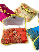 Load image into Gallery viewer, 5 Chinese Silk Jewellery Button Zip Pouch Bag Embroidered Purse Organizer Set UK