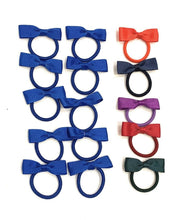 Load image into Gallery viewer, 10 Girls Hair Bow Bobble Elastic Bobbles Set - Primary School Colours - Gift