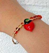 Load image into Gallery viewer, Girls Kids Adjustable Bracelet Clay Rose Stone Beads Glass Cherry Charm Fruit