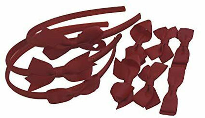 9 PIECE BUNDLE SET School Hair Bows Headbands Clips Alice Bands Uniform Colours