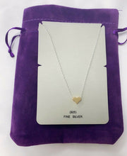 Load image into Gallery viewer, 925 Sterling Silver Necklace (Gift Pouch) Chain with Gold Plated Heart Pendant