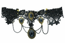 Load image into Gallery viewer, Gothic Black Lace Necklace Collar Choker Halloween Retro Vintage Chain Vampire