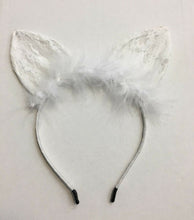 Load image into Gallery viewer, Cat Ear Rabbit Headband Lace Fluffy Feather Hairband Costume Fancy Cosplay Party