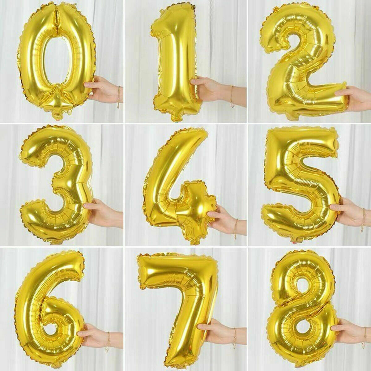 Reusable 16" Birthday Party Gold Number Foil Balloon Self Inflating Air Baloon