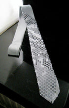 Load image into Gallery viewer, Sequin SATIN SEQUINNED Party Plain 2" Skinny Neck Tie Fancy Dress Magic Show