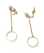 Load image into Gallery viewer, High Quality Gold Zircon Crystal Flower Hoop Drop Long Dangle Clip On Earrings