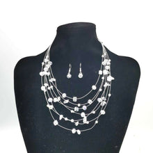 Load image into Gallery viewer, Natural Stone Crystal Multi Layer Bib Statement Necklace and Earrings Gift Set