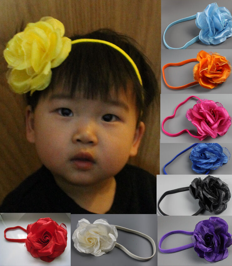 Baby Girls Rose Flower Hairband Soft Elastic Headband Hair Accessories Childrens