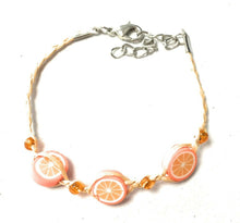 Load image into Gallery viewer, Girls Kids Adjustable Bracelet Clay Rose Stone Beads Glass Cherry Charm Fruit