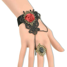 Load image into Gallery viewer, Gothic Retro Vintage Lace Beads Halloween Slave Bracelet Ring Chain Vampire Rose