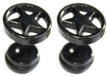 Load image into Gallery viewer, PAIR Mens Star Surgical Stainless Steel Faker Plug Stretcher Stud Earrings