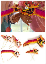 Load image into Gallery viewer, SET 4 Small or 2 Large Chinese Paper Dragon Puppets on Sticks Kids New Year Toy