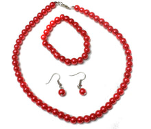 Load image into Gallery viewer, CLASSIC FAUX PEARL NECKLACE EARRINGS &amp; BRACELET JEWELLERY SET VINTAGE