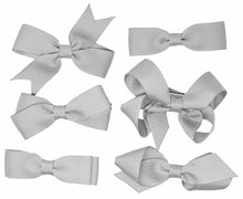 Load image into Gallery viewer, 6 PIECE SET Girls Small Hair Bows Clips Grosgrain Ribbon School Uniform Colours