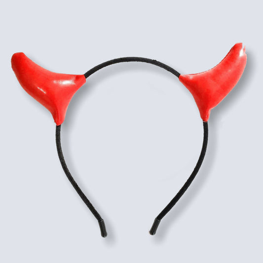 RED Faux Leather Devil Horns HEADBAND Halloween Ladies Girls Fancy Dress Party