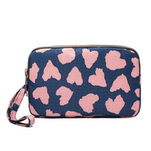 Load image into Gallery viewer, Fun PVC Canvas Wallet Purse Pouch Triple Zip w/ Wrist Strap Wristlet Clutch Bag