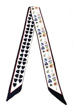 Load image into Gallery viewer, 90cm Long Reversible Skinny Scarf Faux Silk Head Scarves Bag Charm Bow Bandana