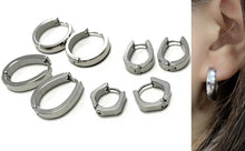 Load image into Gallery viewer, PAIR Cuff Huggie Hoop Earrings Silver Surgical Stainless Steel MENS WOMENS UK